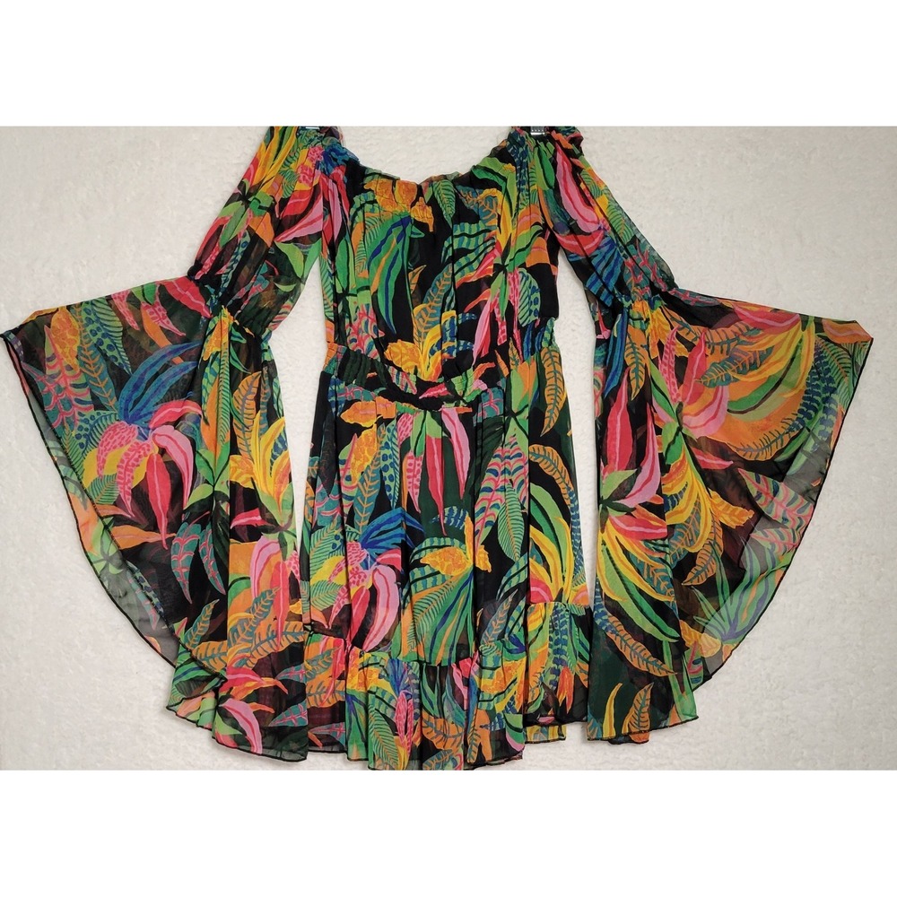 Truth Dress Tunic Floral Size Medium Knee Length Built In‎ Short Slip 0319